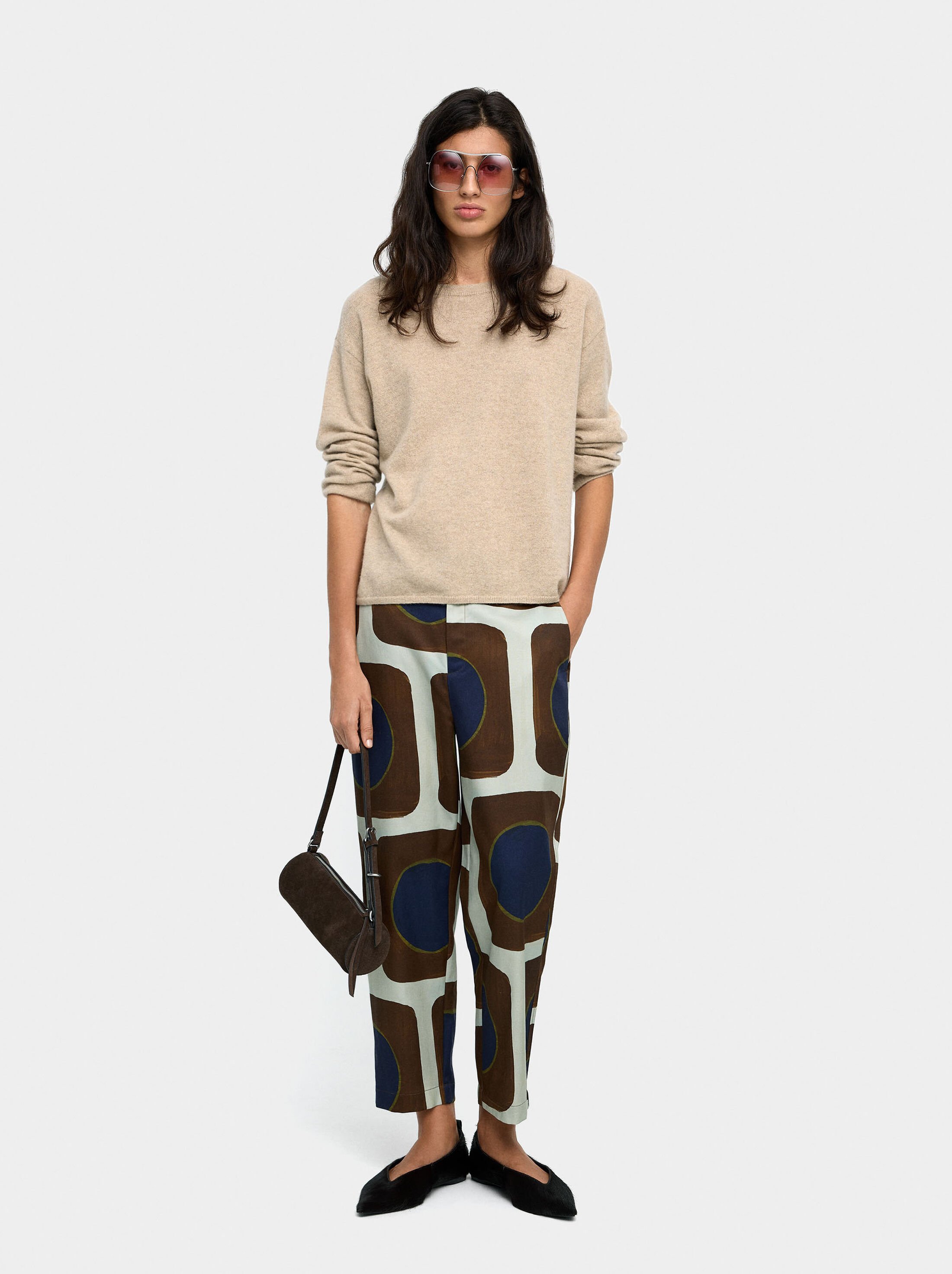 Printed lyocell trousers image number 4.0