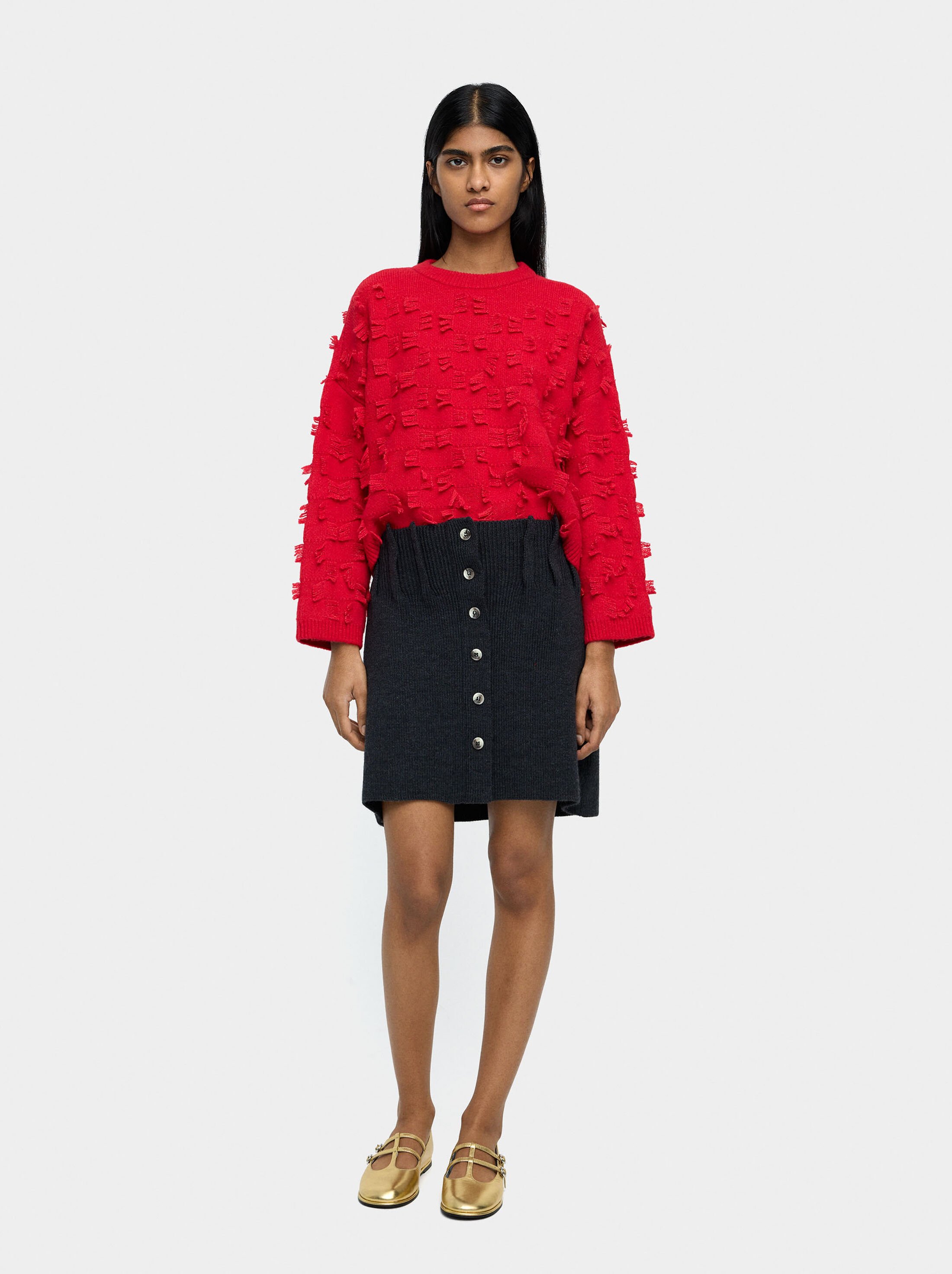 Knitted jumper with fringes image number 2.0