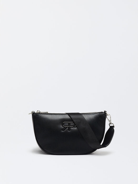 Crossbody Bag With Detachable Pendant, Black, hi-res