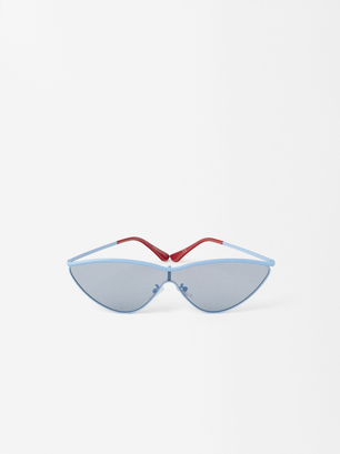 Cat-Eye Sonnenbrille, Blau, hi-res
