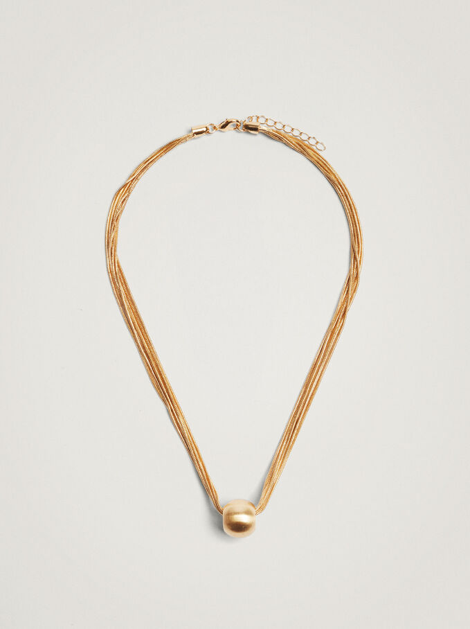 Short Necklace With Sphere, Golden, hi-res
