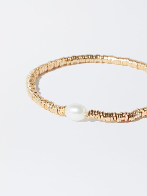 Gold-Toned Bracelet With Faux Pearl