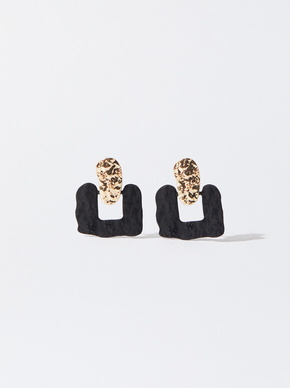 Earrings With Matte Effect, Black, hi-res