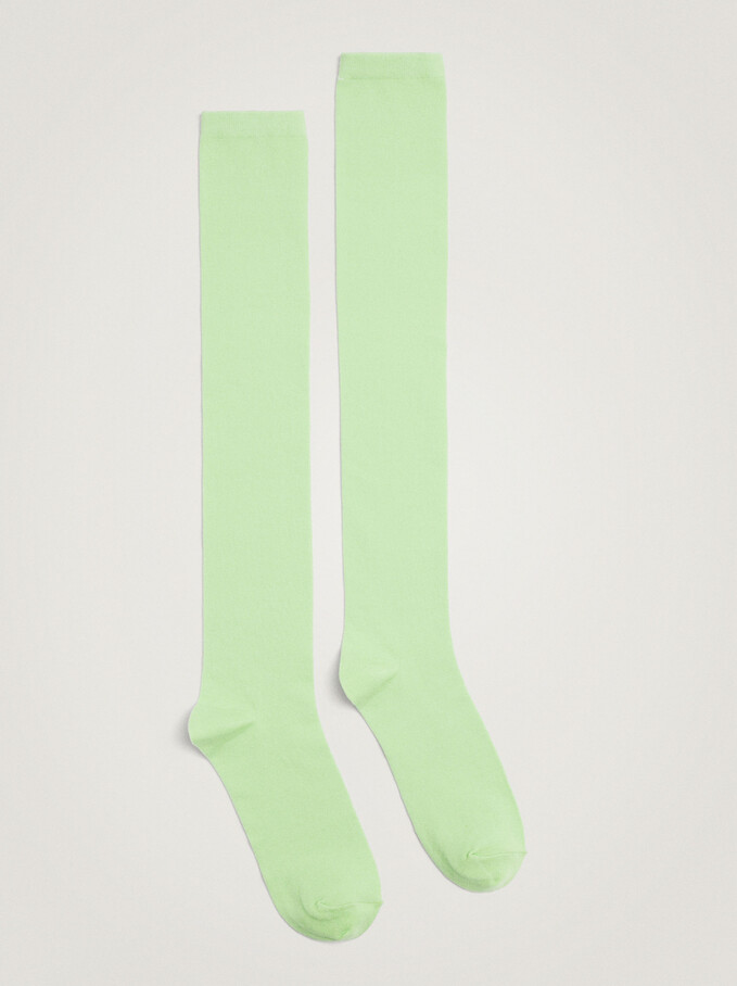 100% Cotton Socks, Green, hi-res