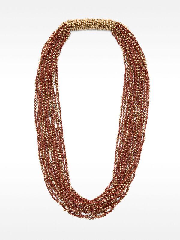 Multi-strand beaded necklace