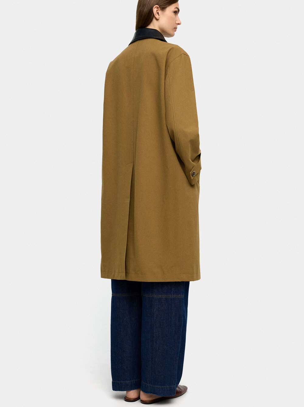 Trench in cotone con collo in contrasto