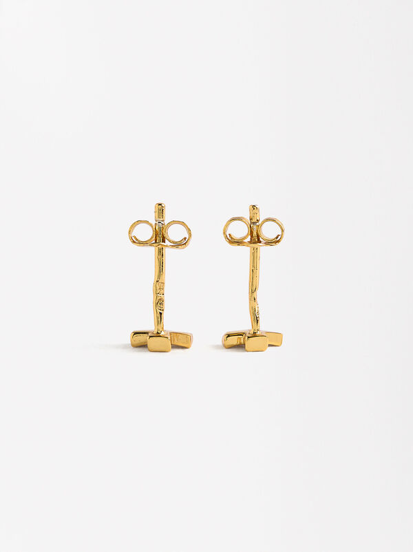 Cross earrings with zirconias - 925 sterling silver