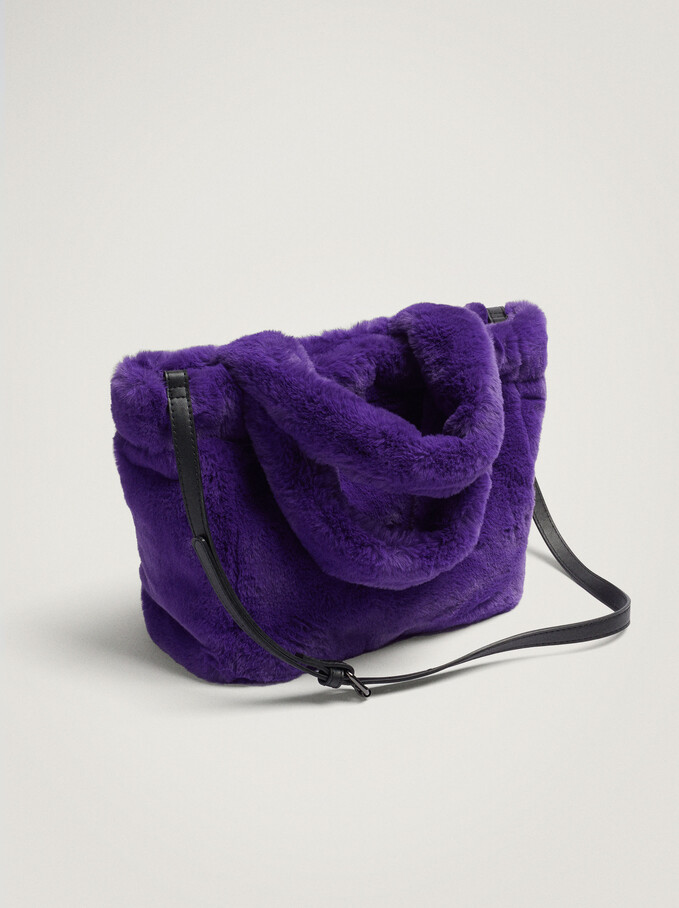 Fur Shoulder Bag, Purple, hi-res