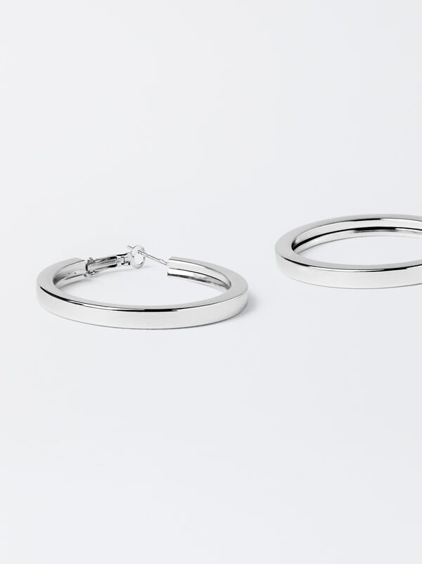Medium silver-plated hoop earrings