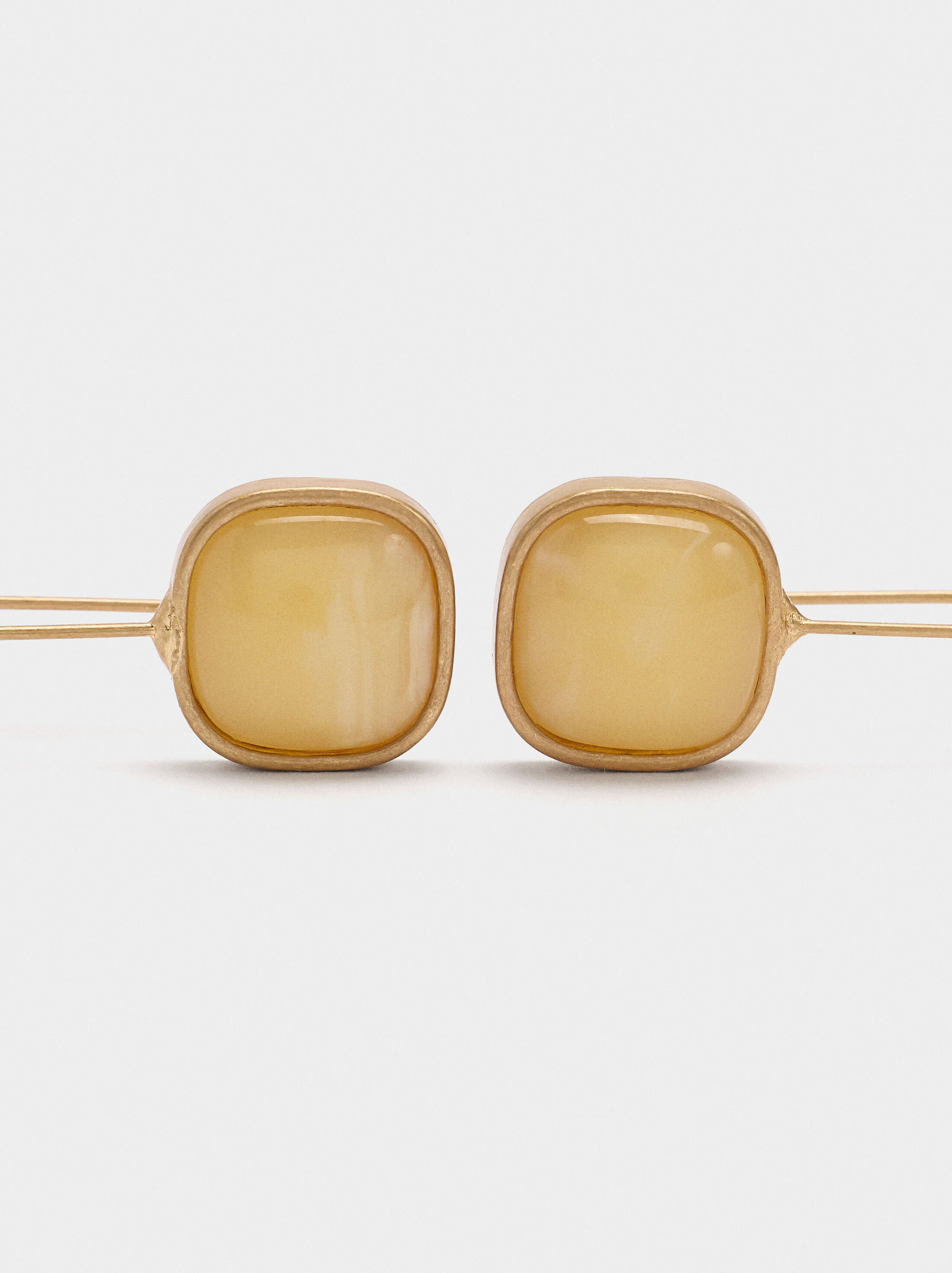 Gold earrings with stone effect image number 2.0