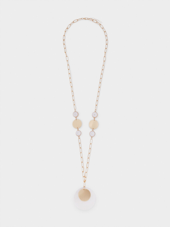 Long Necklace With Shell Pendant, Golden, hi-res