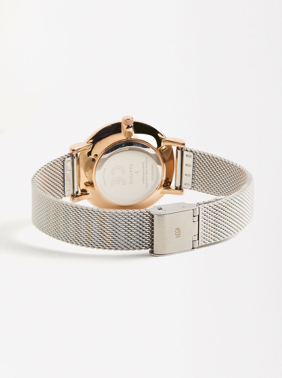 Watch with stainless steel mesh strap