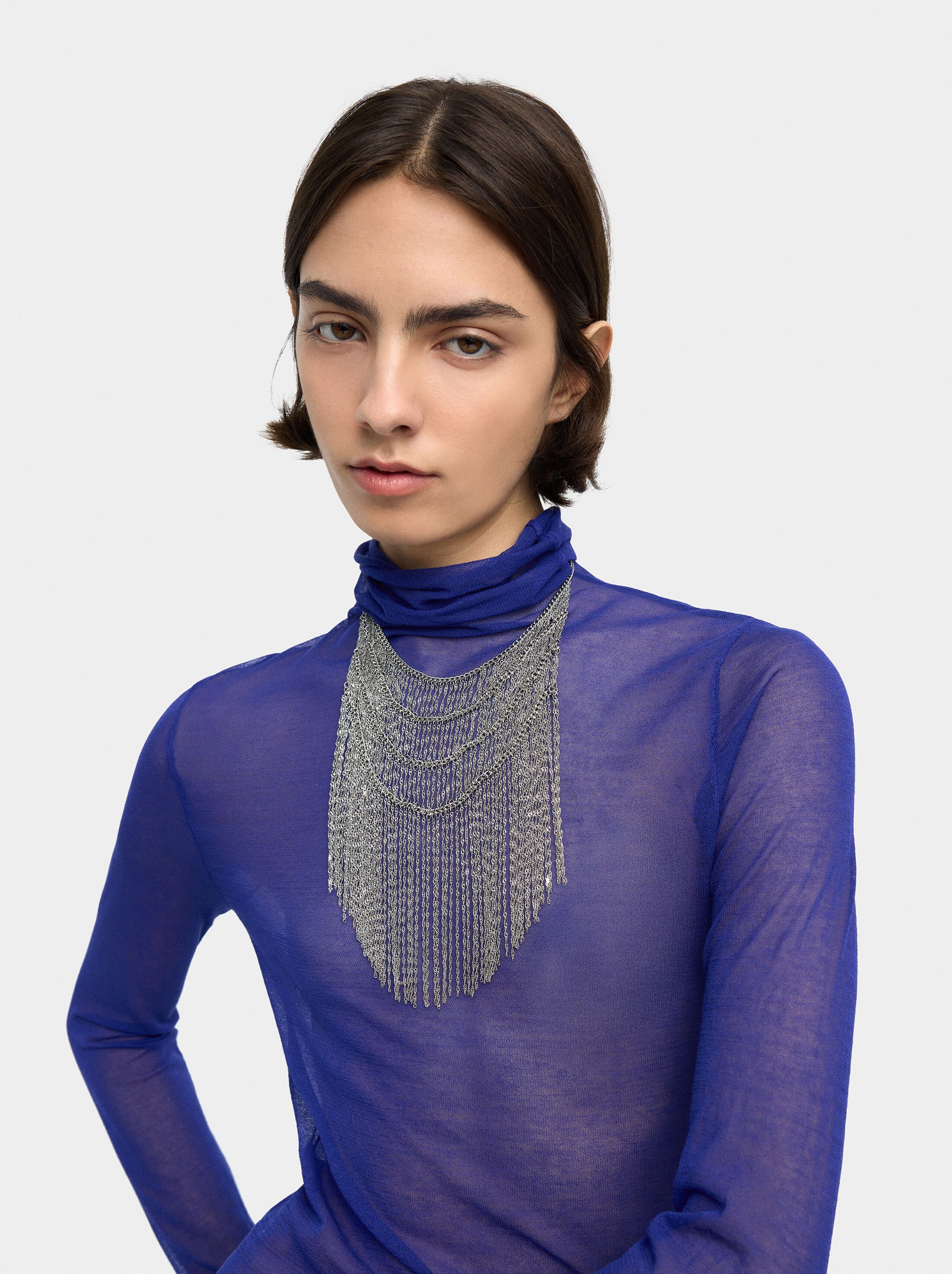 Long necklace with chain bib image number 1.0