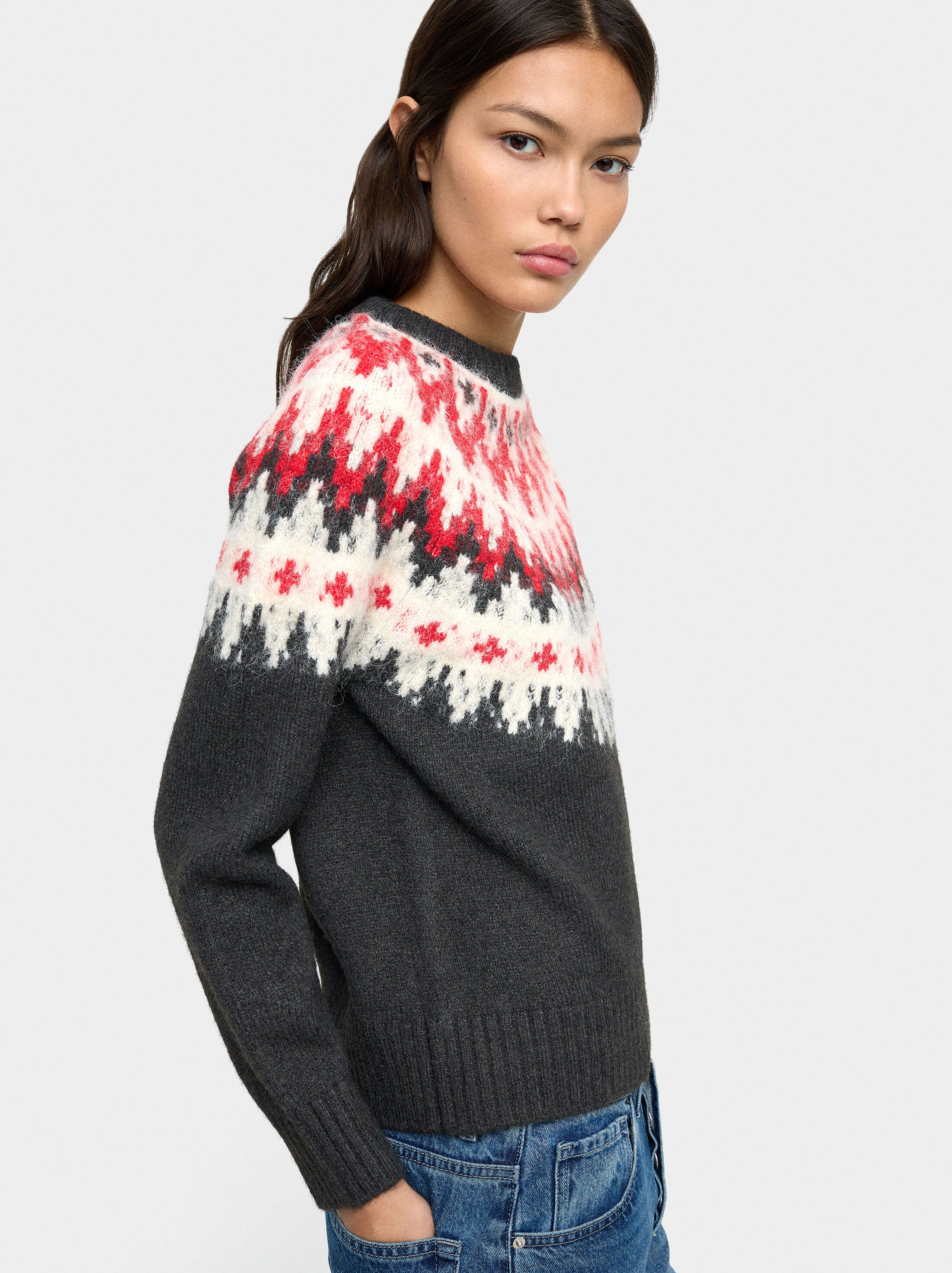Sweater with jacquard knit image number 0.0