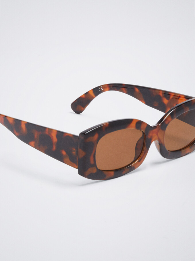 Square Tortoiseshell Sunglasses , Brown, hi-res