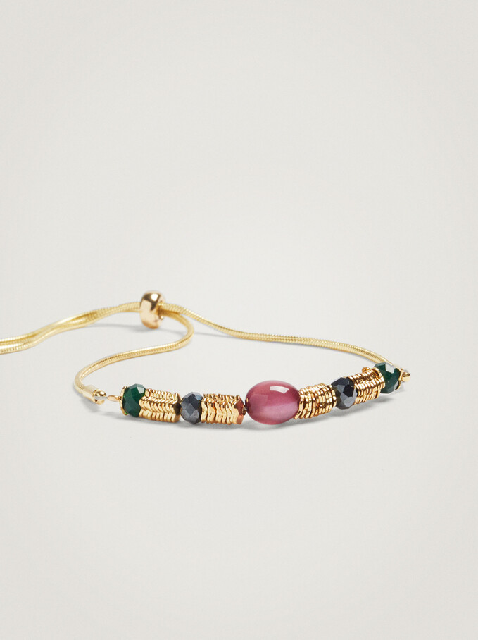 Adjustable Bracelet With Beads, Multicolor, hi-res