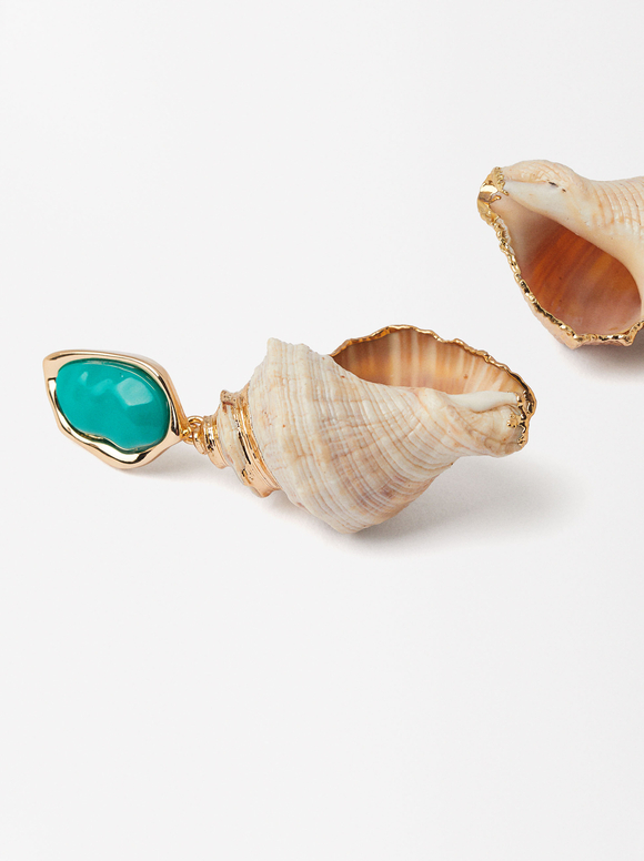 Earrings With Seashells, Blue, hi-res