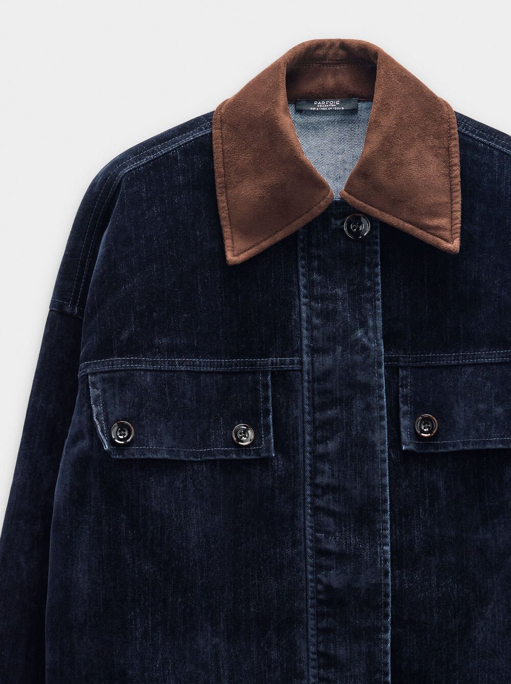 Denim jacket with velvet effect