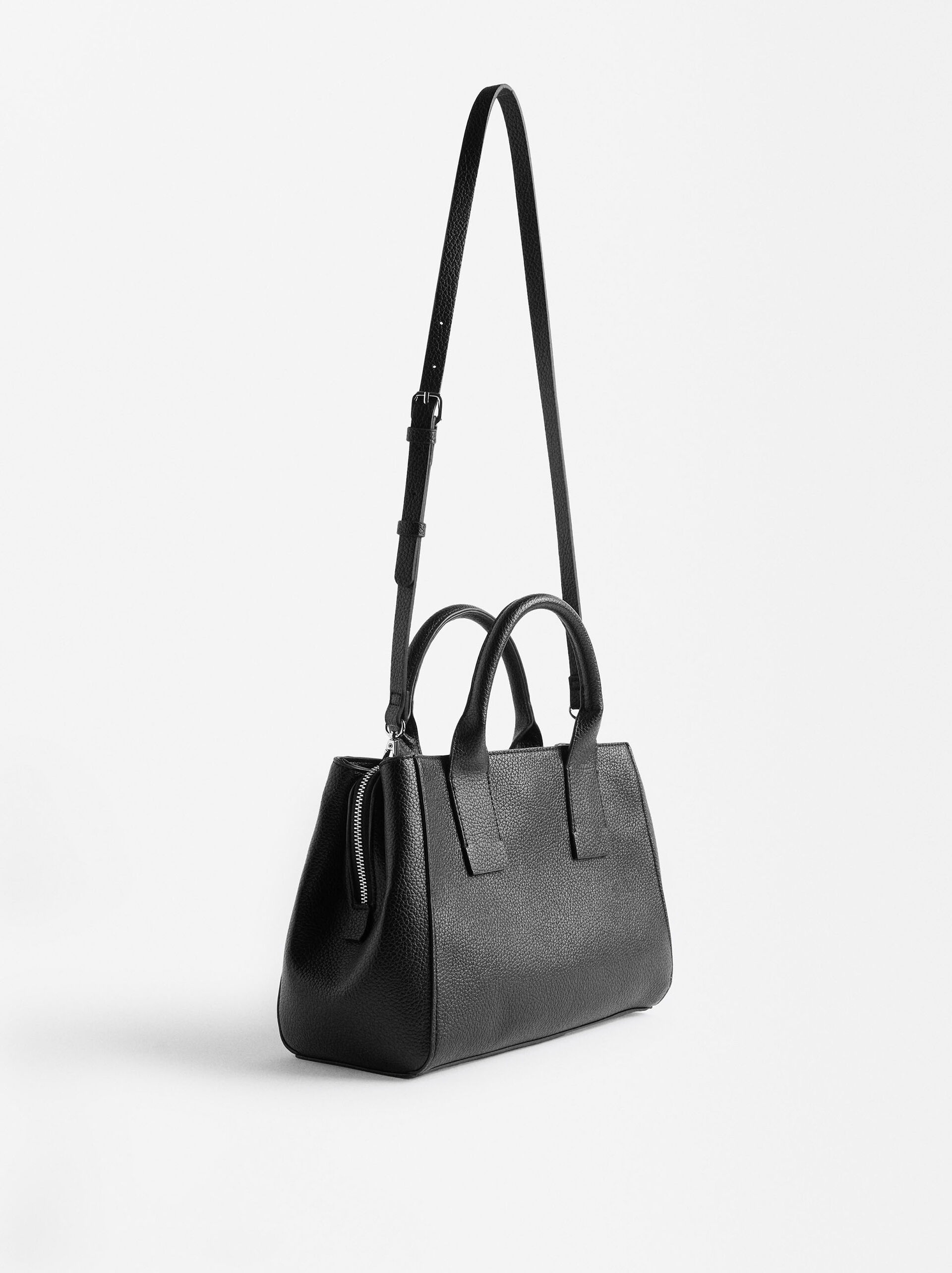 Textured tote bag with shoulder strap image number 3.0