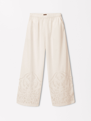 Online Exclusive - Embroidered Cotton Pants, , hi-res