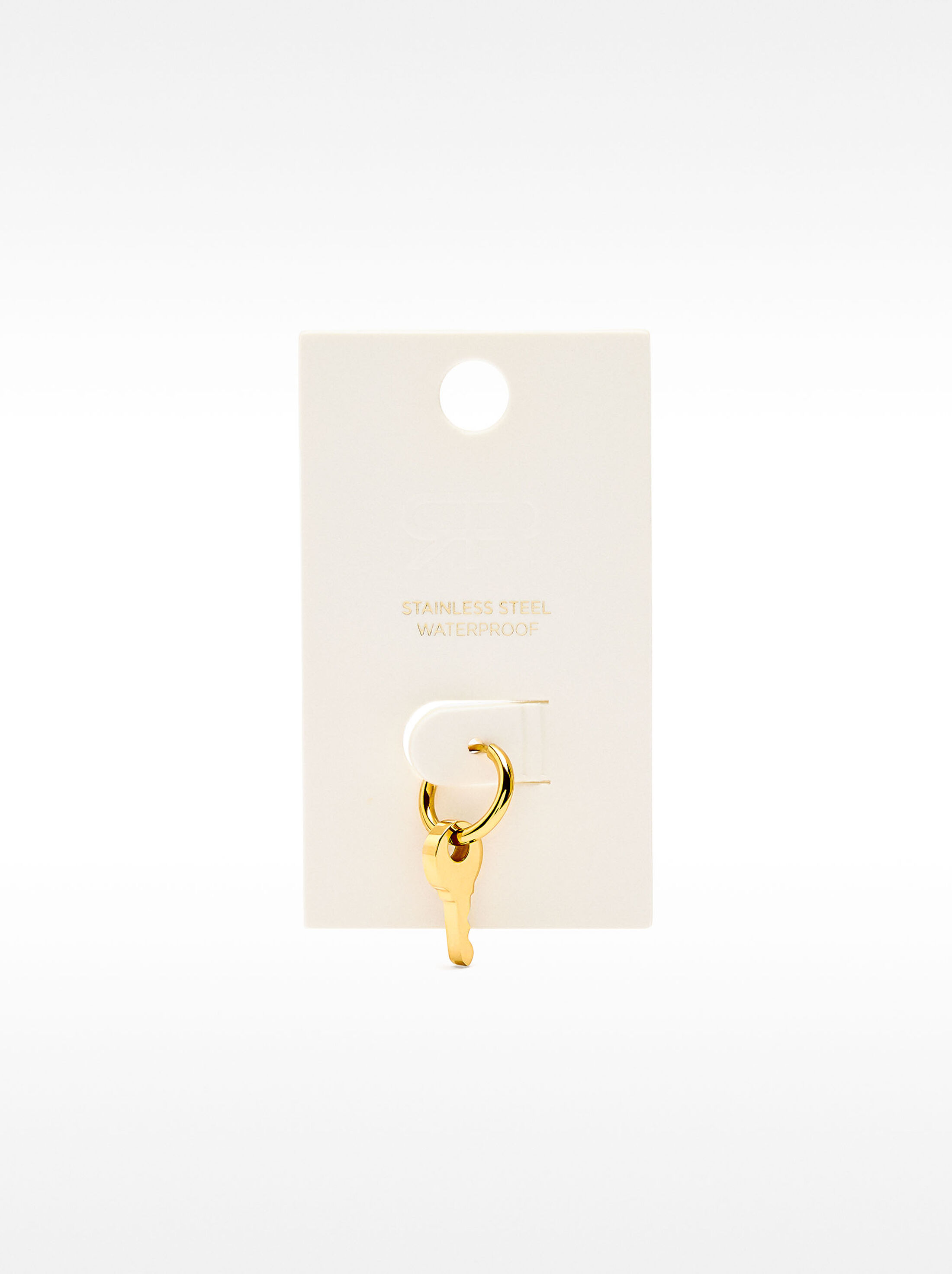 Single key hoop earring - stainless steel image number 2.0