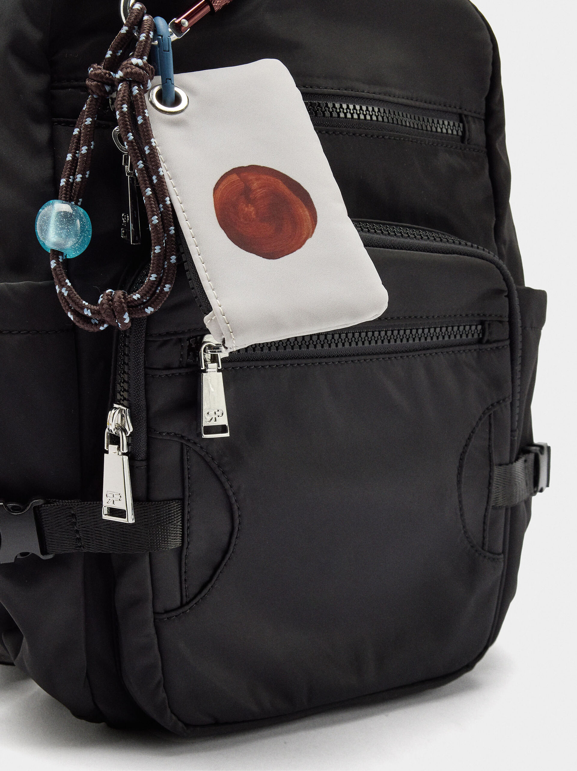 Nylon backpack with pendant image number 2.0