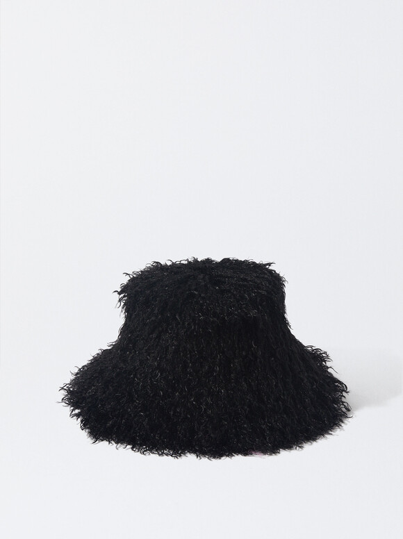 Bucket Hat With Fur, Black, hi-res