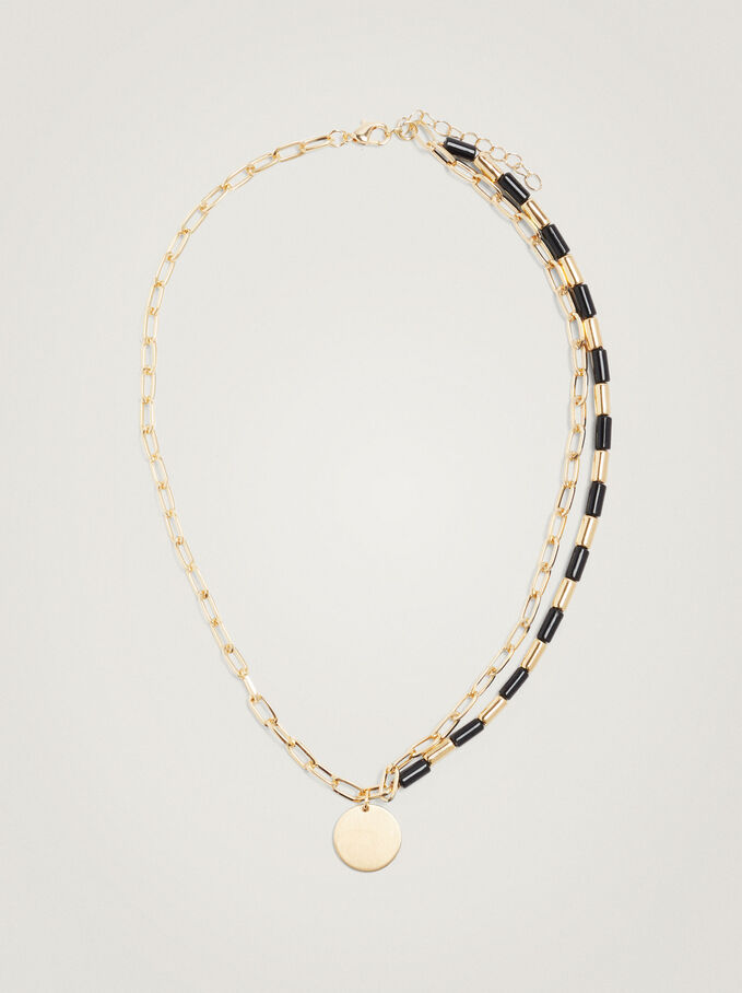 Necklace With Medallion, Black, hi-res