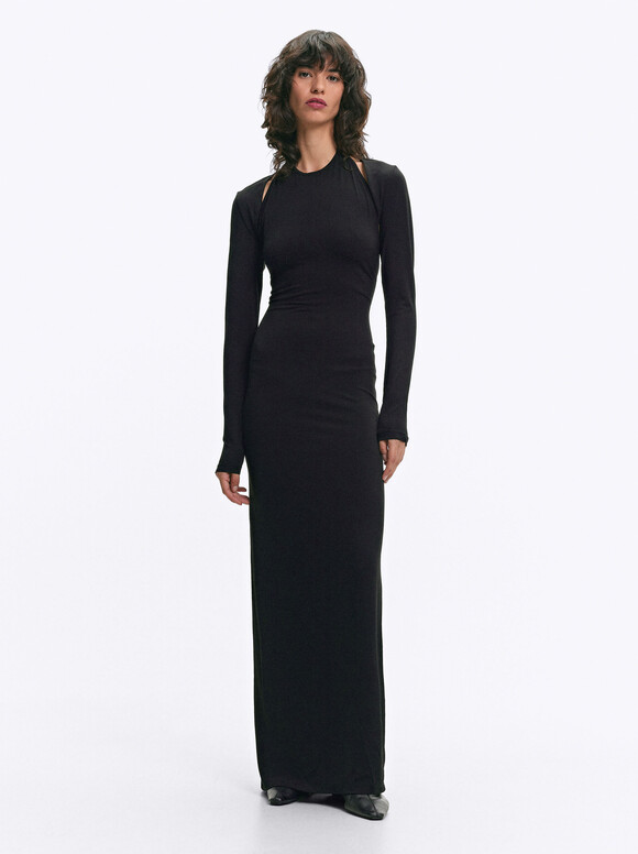 Online Exclusive - Long Dress With Bolero, Black, hi-res
