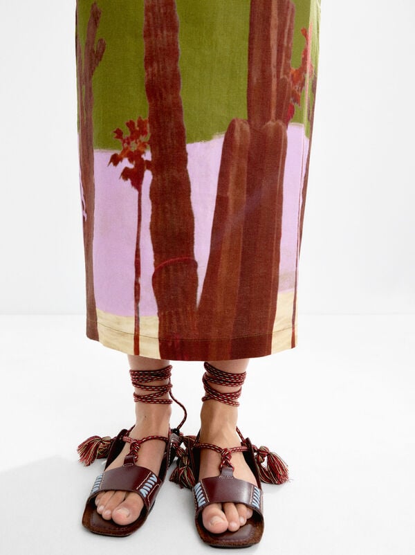 100% linen skirt with print