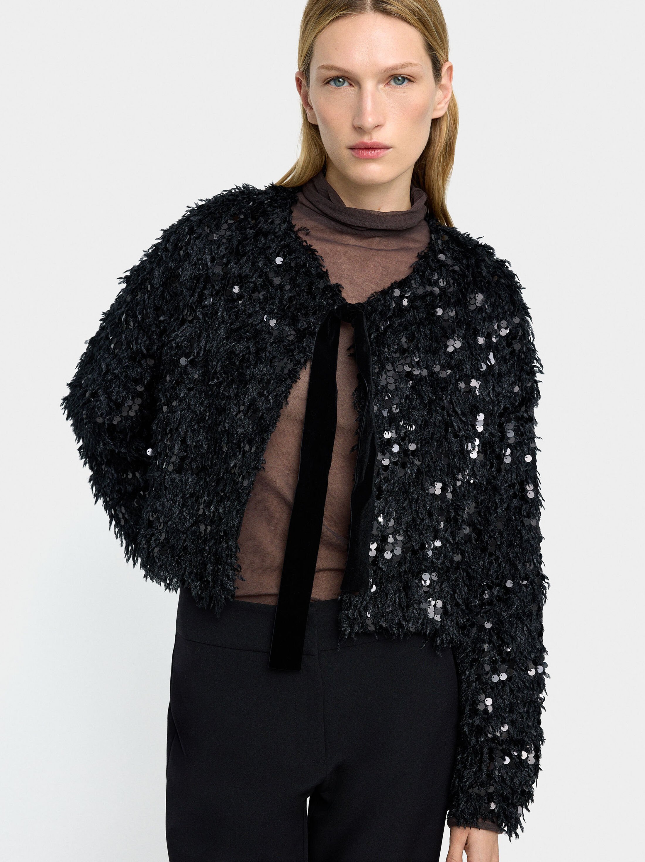 Voluminous cardigan with sequins image number 1.0