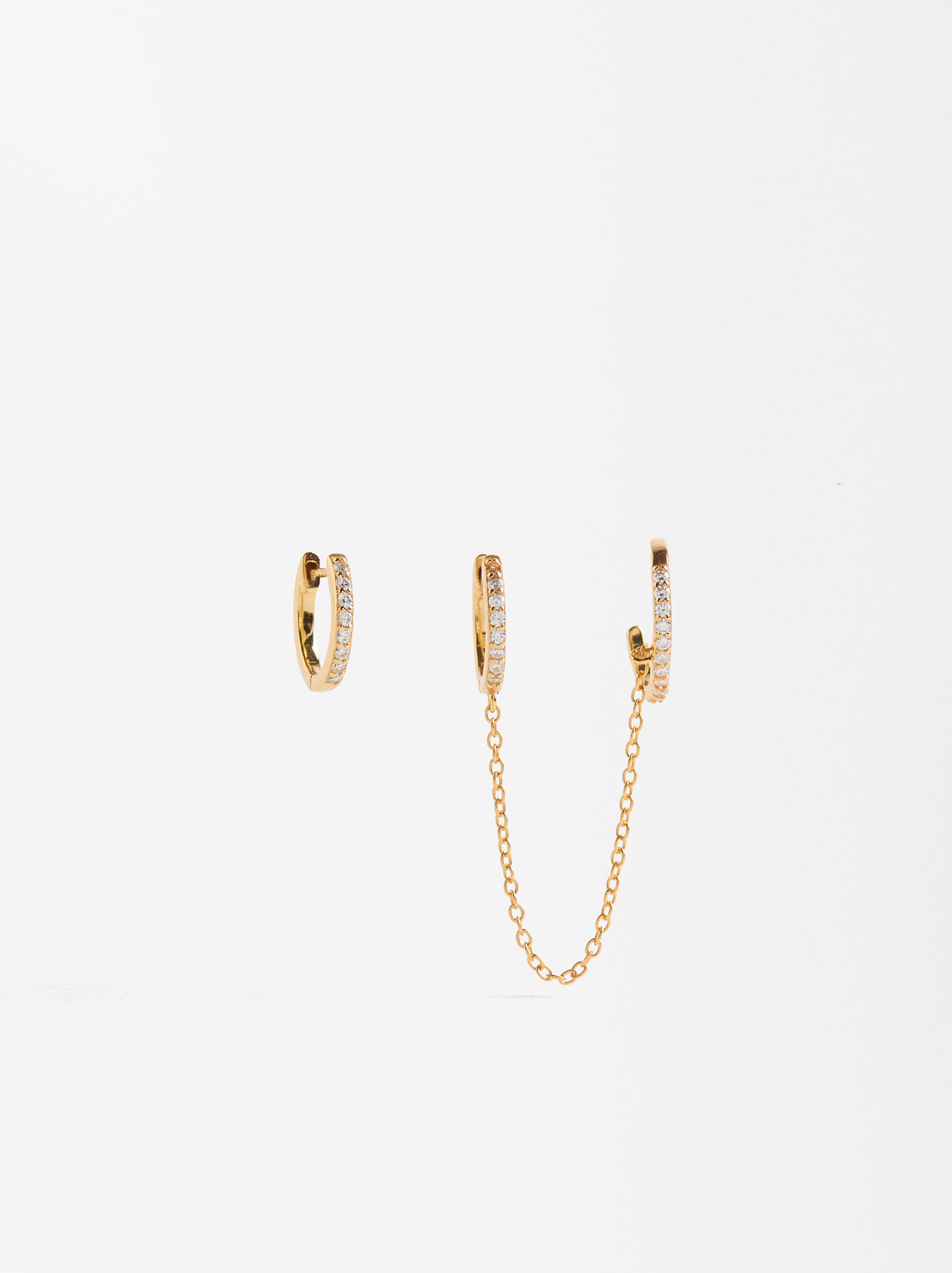 Earjacket earrings with zirconias - 925 sterling silver image number 1.0
