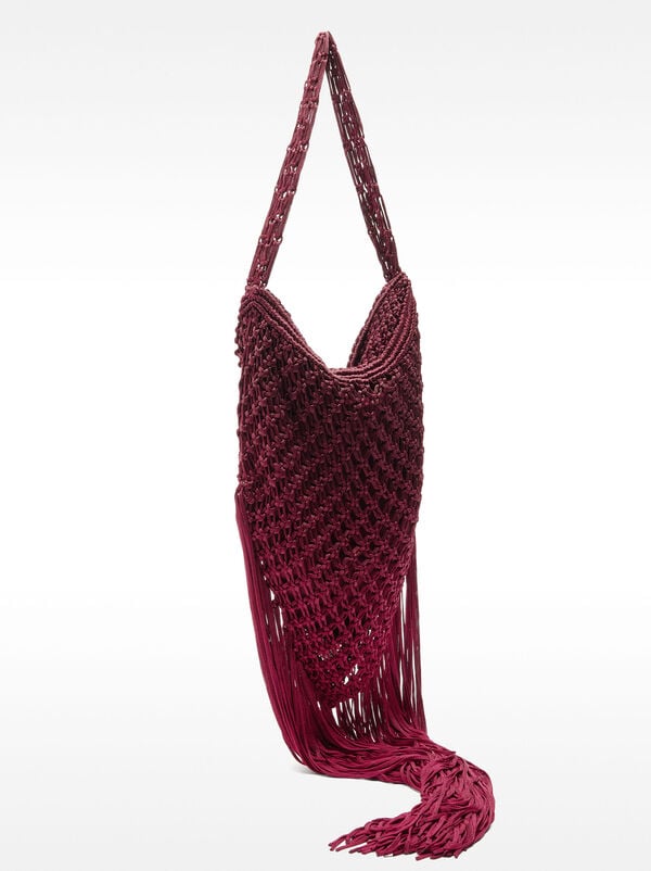 Crochet shoulder bag with fringes
