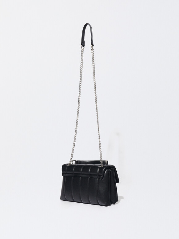 Quilted Shoulder Bag, Black, hi-res