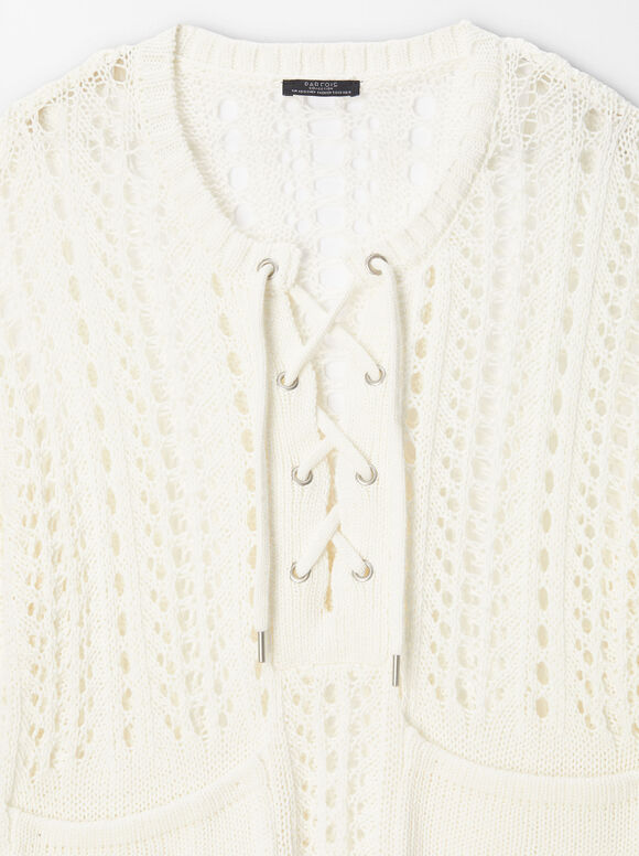 Knit Sweater, White, hi-res