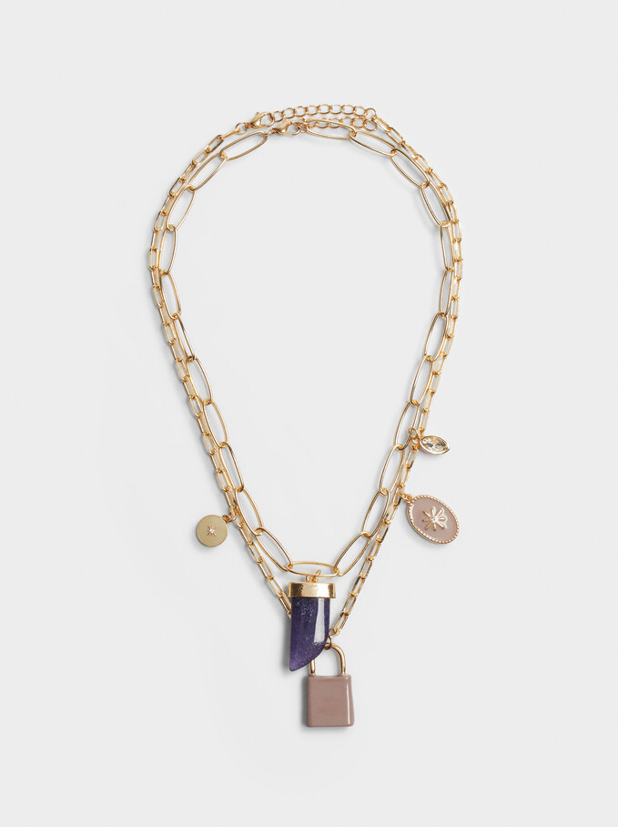 Set Kombinierte Halsketten Mit Charms, Mehrfarbig, hi-res