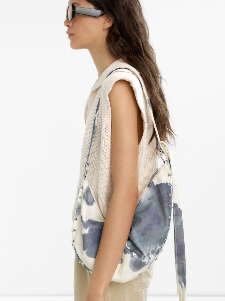 Shoulder bag with fabric watercolor effect