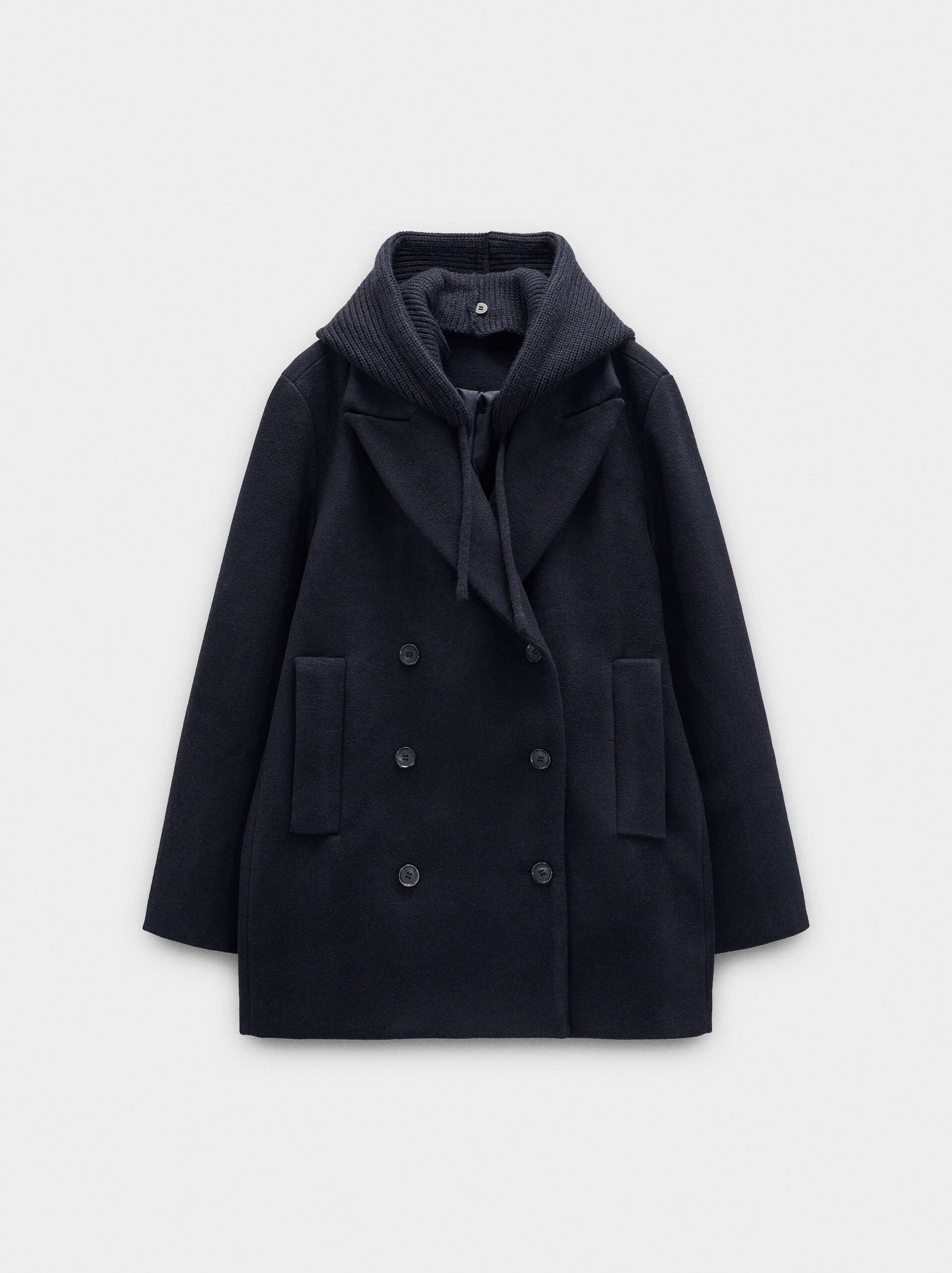 Jacket with wool blend with removable hood image number 5.0