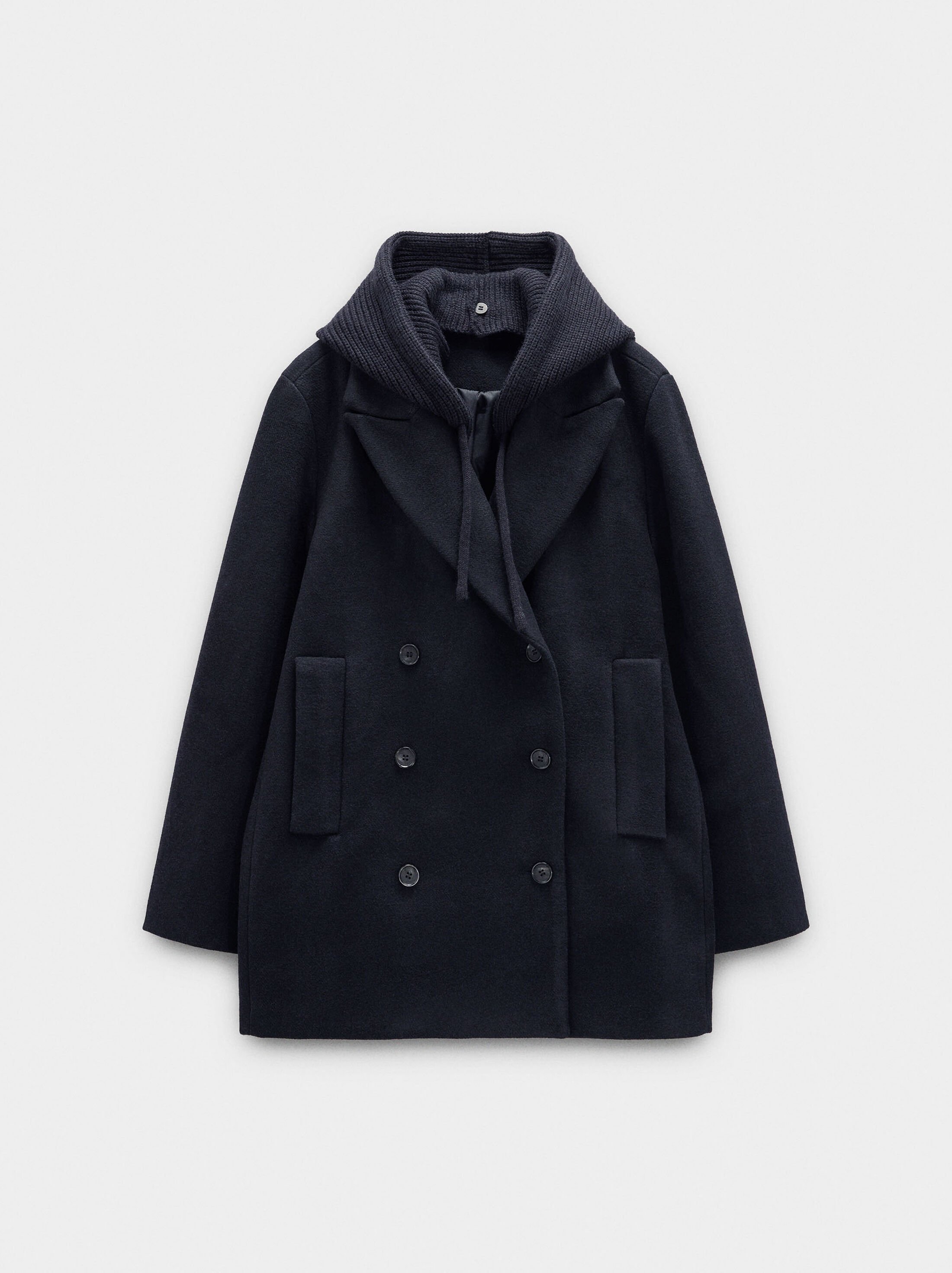 Jacket with wool blend with removable hood image number 5.0