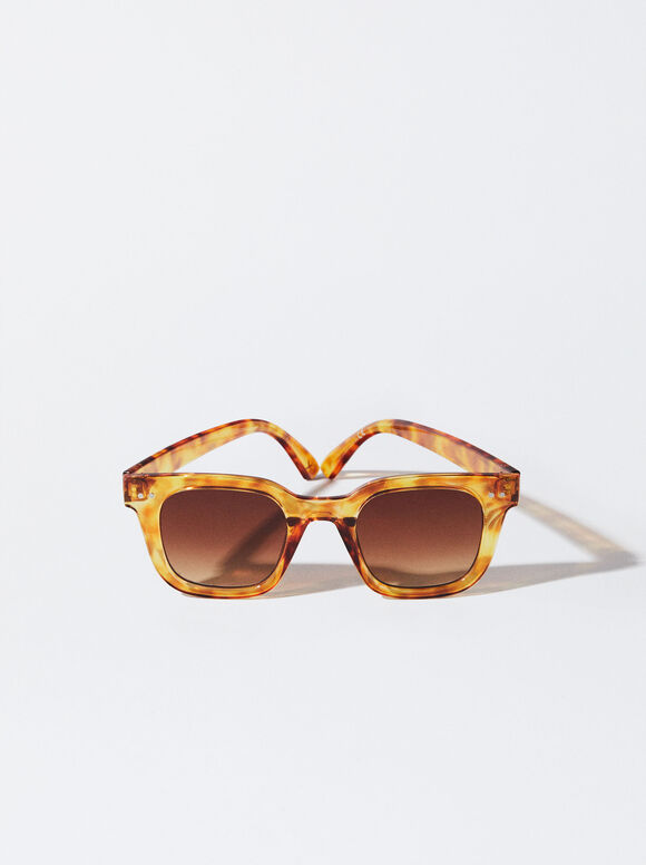Square Tortoiseshell Sunglasses , Brown, hi-res