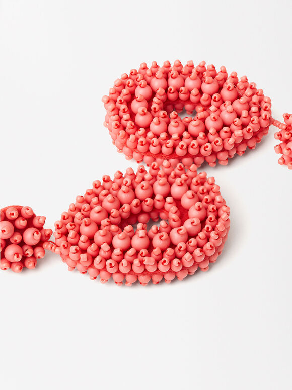 Boucles D'Oreilles Perles Monocromatiques, Corail, hi-res