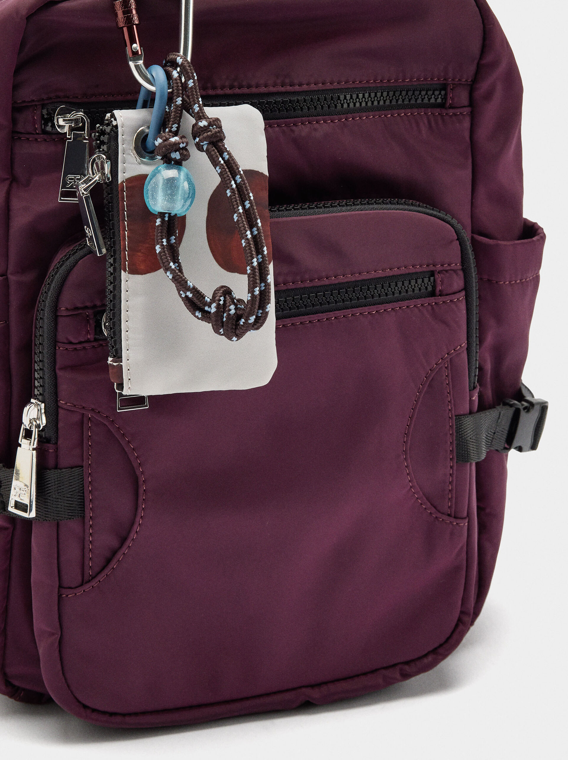 Nylon backpack with pendant image number 1.0