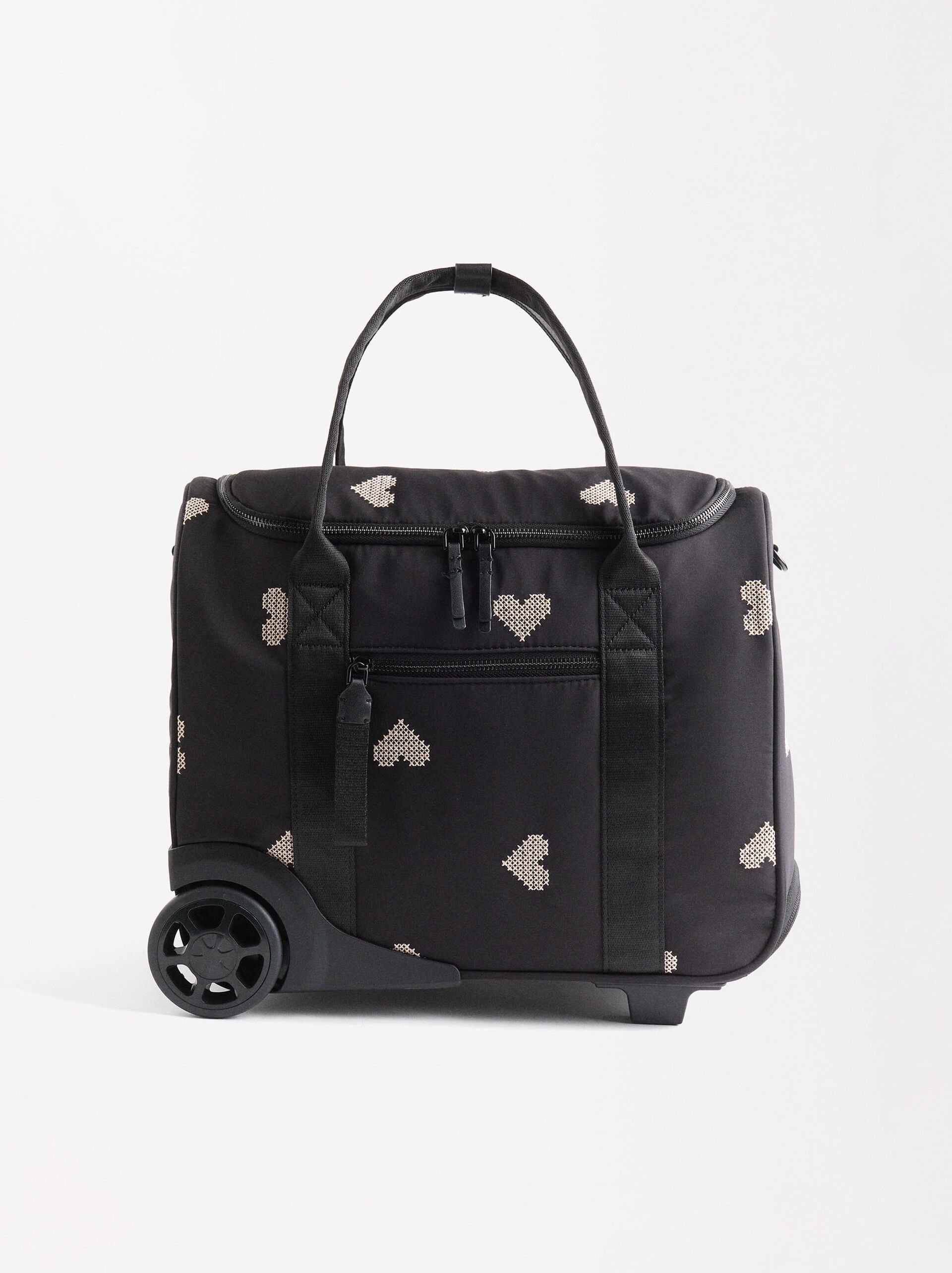 Nylon-Reisetasche mit Herzstickerei image number 5.0