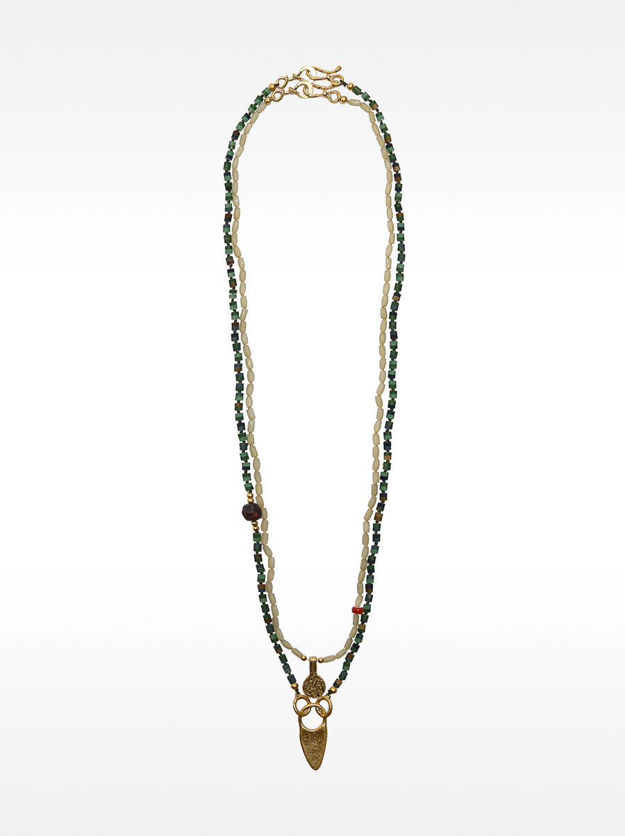 Set collares de abalorios de piedra y cerámica