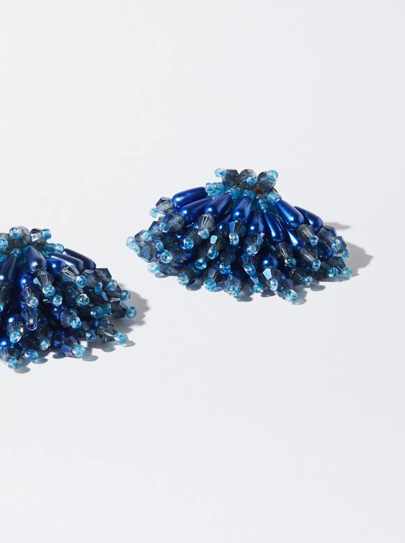 Boucles D’Oreilles Avec Perles Fantaisie, Bleu, hi-res
