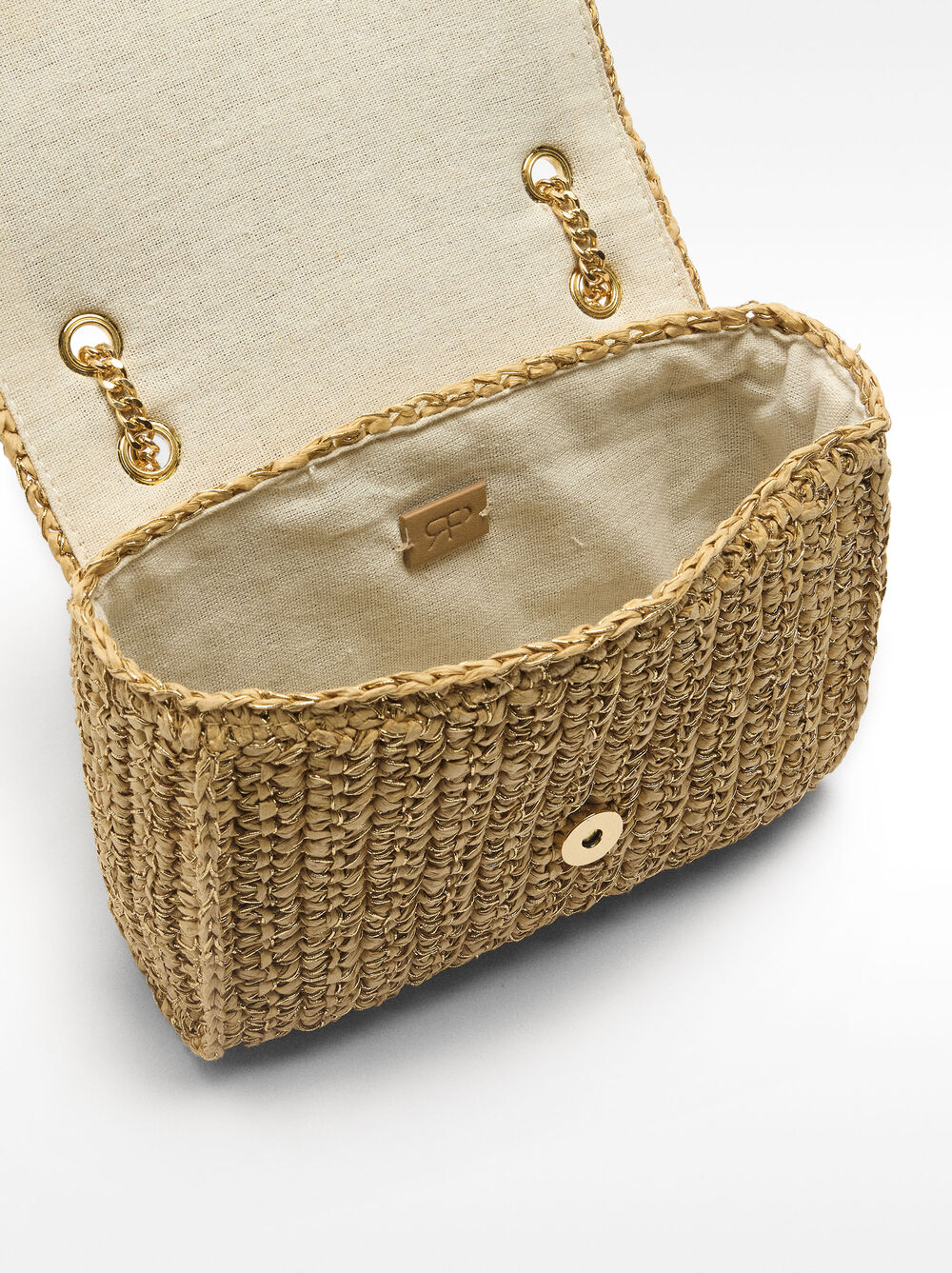 Straw-effect shoulder bag 