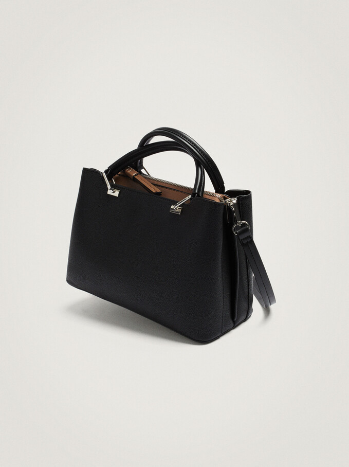 Tote Bag With Contrast Interior, Black, hi-res