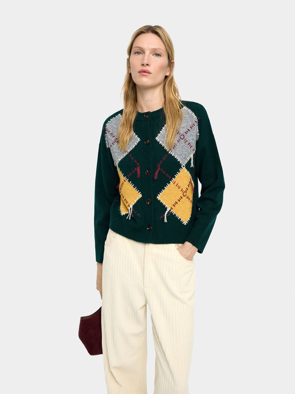 Strickcardigan mit Rauten