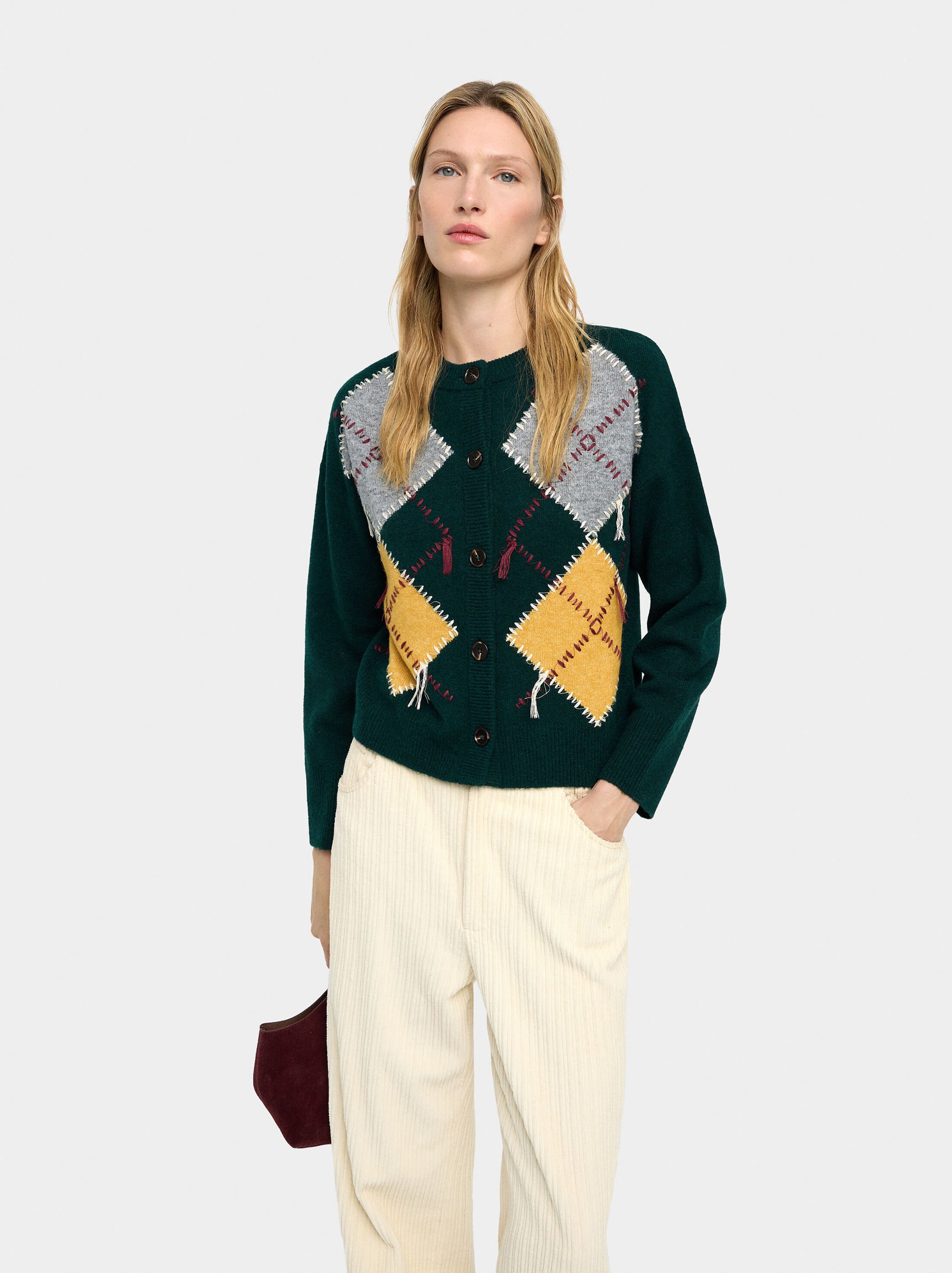 Cardigan de punt amb rombes image number 0.0