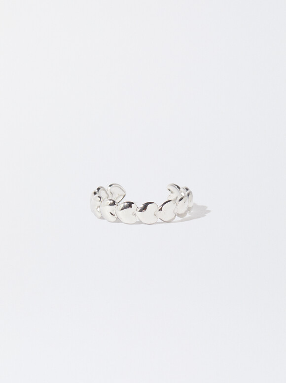 Steel Ring With Hearts, Silver, hi-res